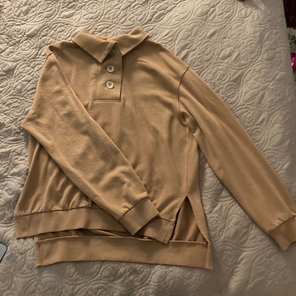 Sonoma Tan Long Sleeve Polo Top